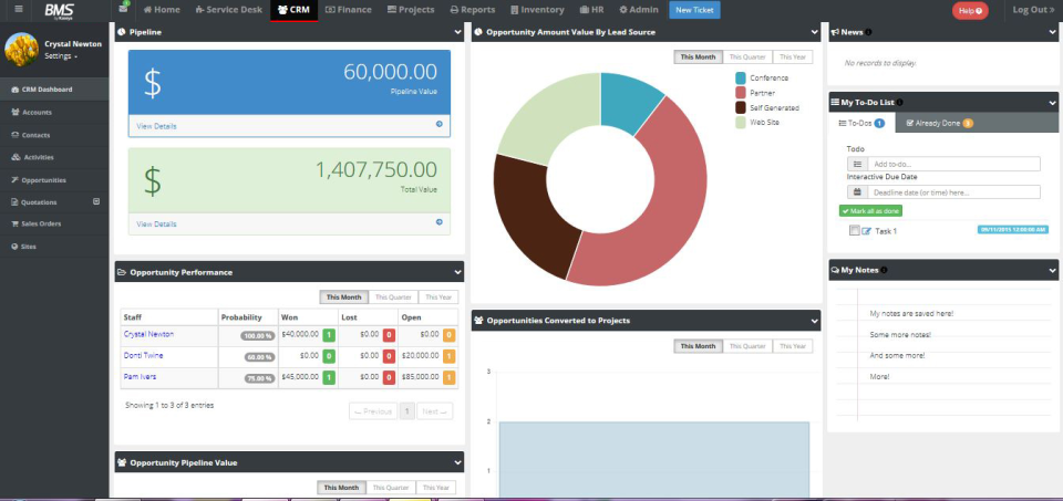 screenshot of Kaseya BMS